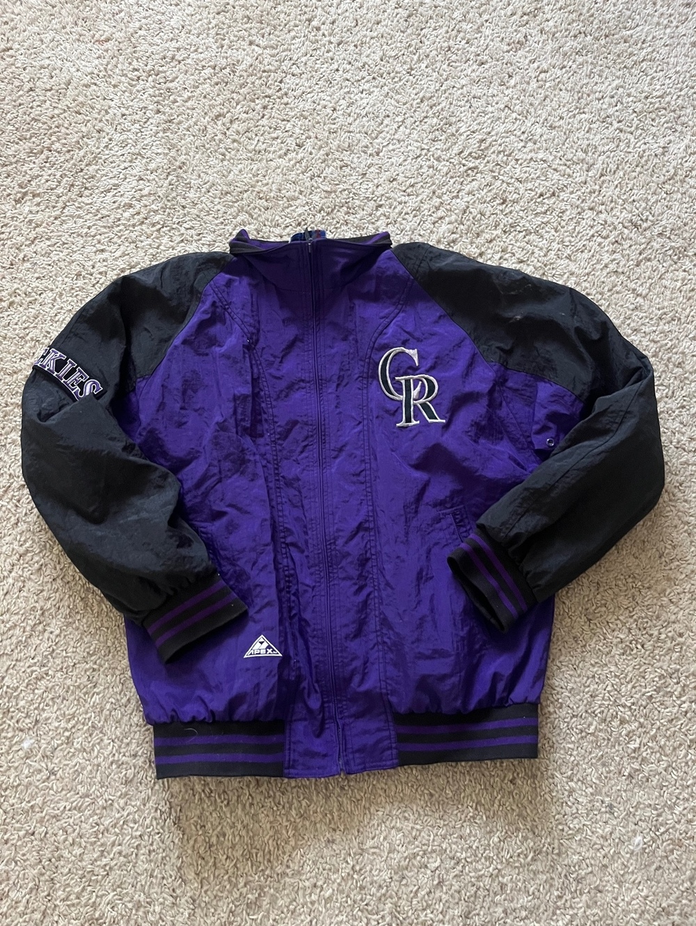 Colorado Rockies Vintage Apex One Purple Zipup Windbreaker Jacket Size L